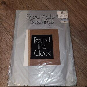 1960's VTG NEW 1 Piar Round The Clock Garter Stockings Bare Beige Fits 8.5 - 11